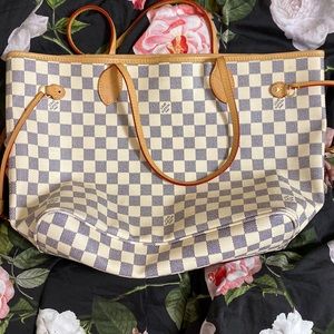 louis vuitton damier azur canvas beige NEVERFULL